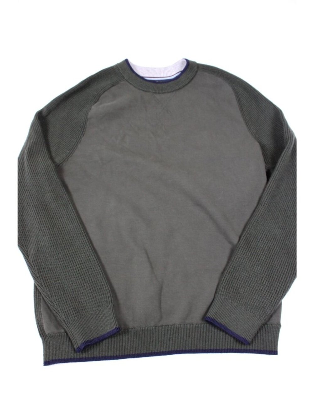 Ted Baker London Mens Reversible Crewneck Knit Sweater Olive & Grey Size 3(M)